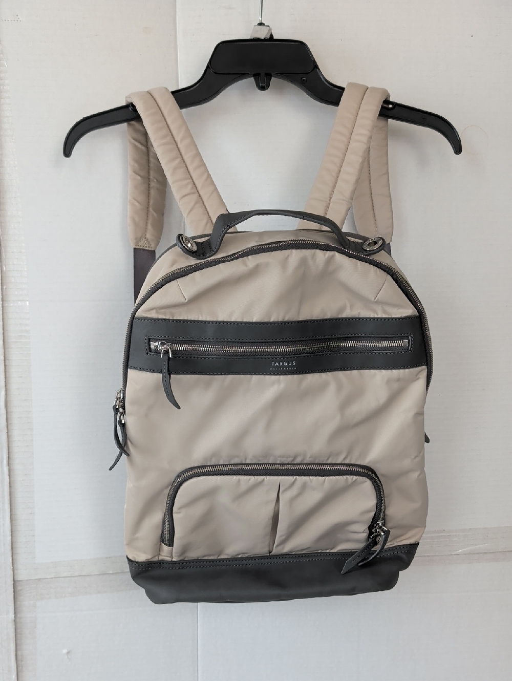 Targus Beige and Black Compact Everyday Backpack Classic Neutral Roomy Chic